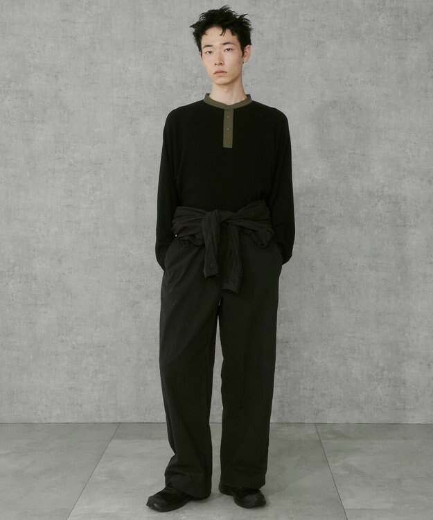 WEGO 【ユニセックス着用ITEM】ラグランヘンリーネックT ブラック