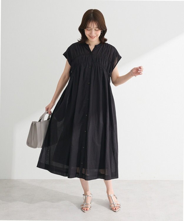 Green Parks Ｉ　シャーリングワンピース Black