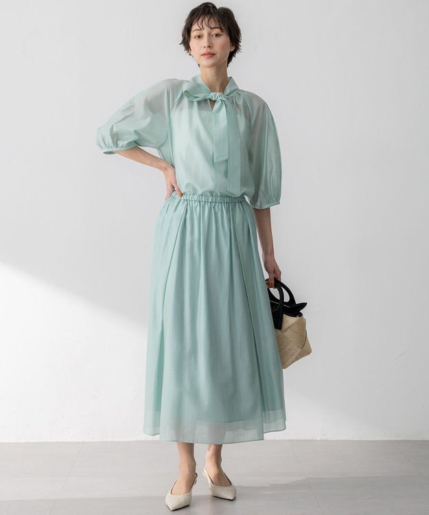 23区 S 【WEB&一部店舗限定/洗える】ライトシアーミクスチャー スカート スモーキーグリーン系