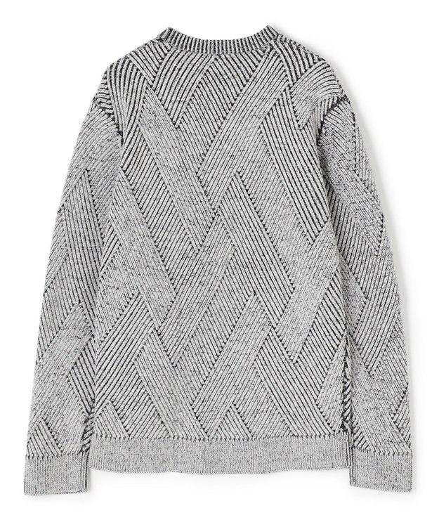 JOSEPH HOMME ビッグジオメトリージャガード　クルーネック ライトグレー系