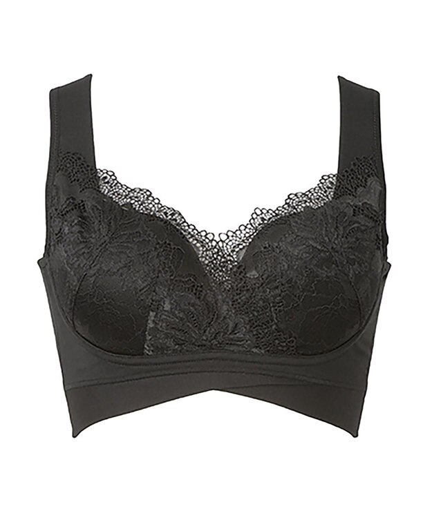 BRADELIS New York 【BRADELIS NewYork peace】ハートのキャッチャーカップで格上げフィットブラ23 ノンワイヤーでラクなのにしっかり美胸シルエット ブラック