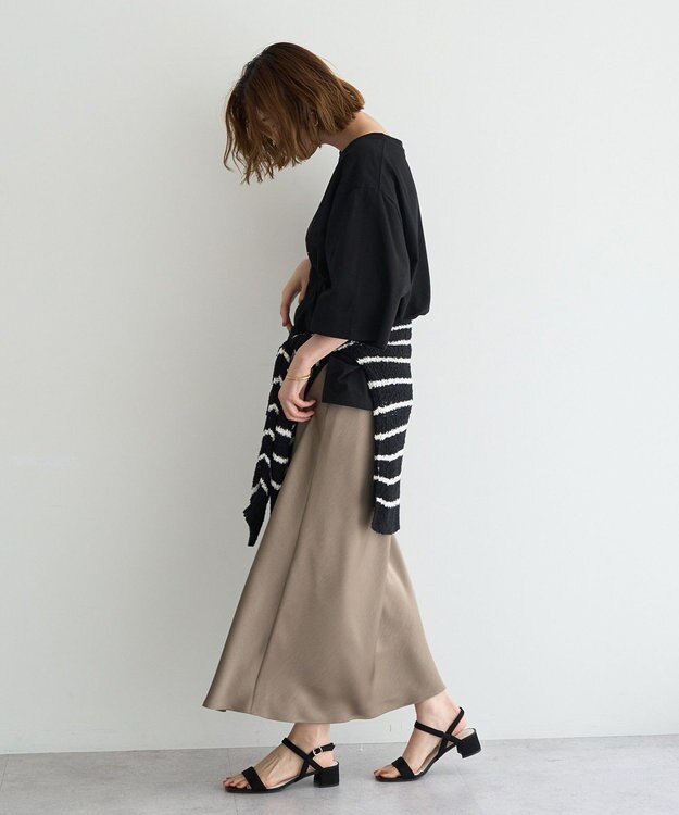 YECCA VECCA 【UVカット】ワイドスリーブ箔プリントTee Black