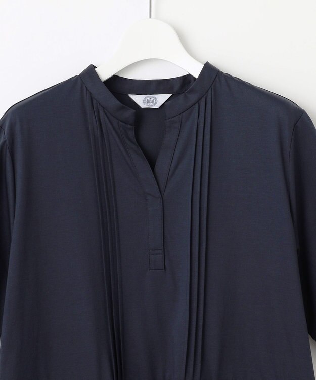 J.PRESS LADIES L 【接触冷感・洗える】プレーティングジャージー ワンピース ネイビー系