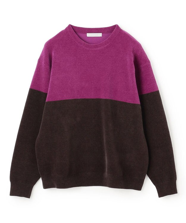 UNFILO MENS ライトモール ニット ブラウン×パープル