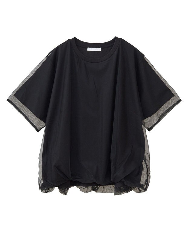 Green Parks チュールドッキングバルーン５分袖プルオーバー Off White