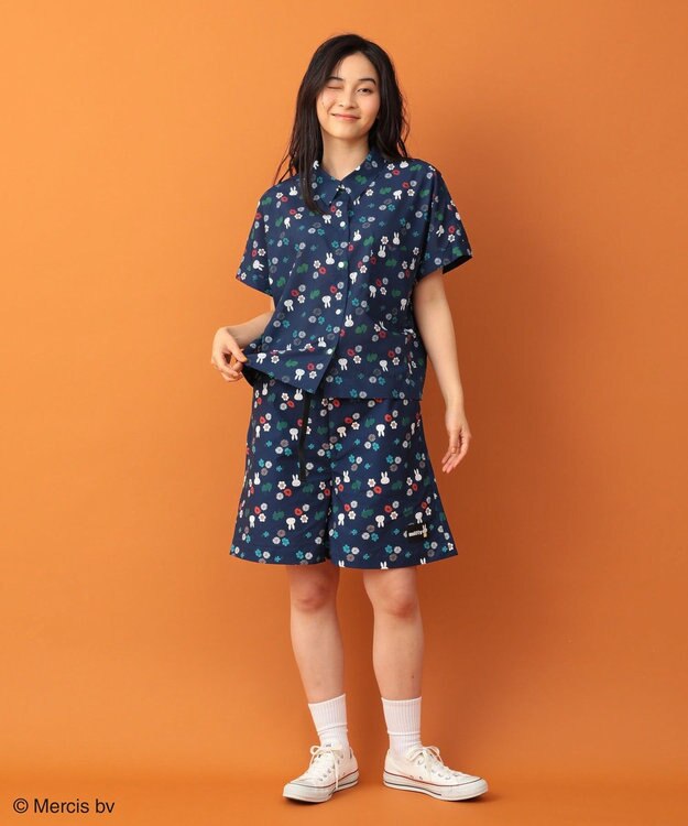 Green Parks ｍｉｆｆｙ／総柄プリントシャツ Navy