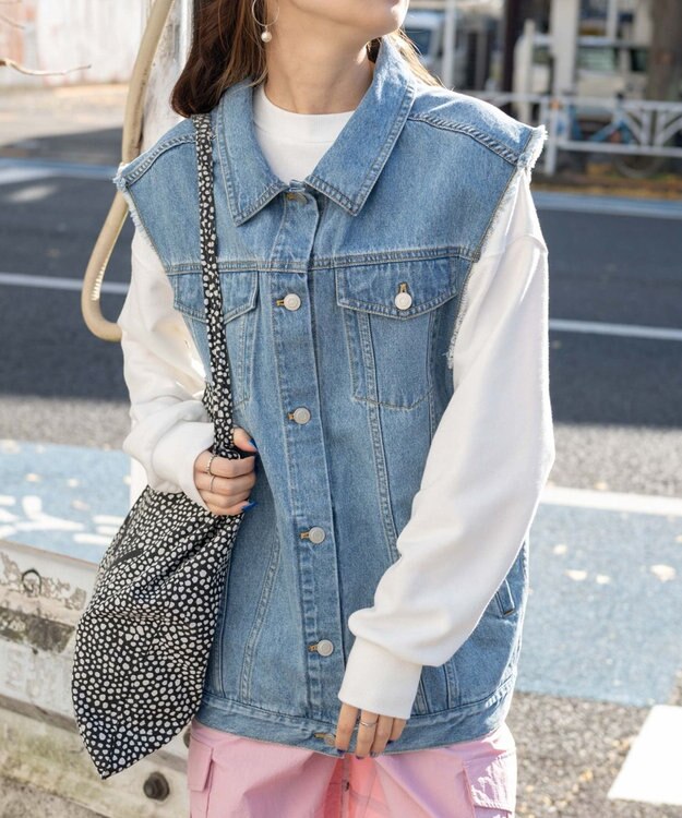 WEGO オーバーサイズデニムベスト デニム中濃加工色