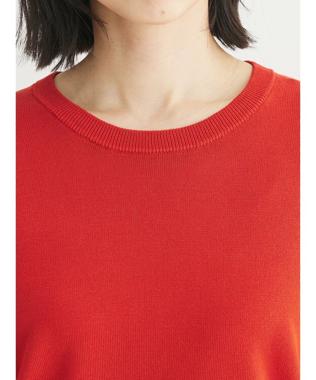 Green Parks 袖楊柳ドッキングニットプルオーバー Red