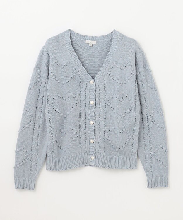 ANY KIDS ハート ニット カーディガン サックスブルー