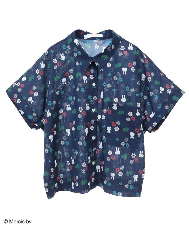 Green Parks ｍｉｆｆｙ／総柄プリントシャツ Navy