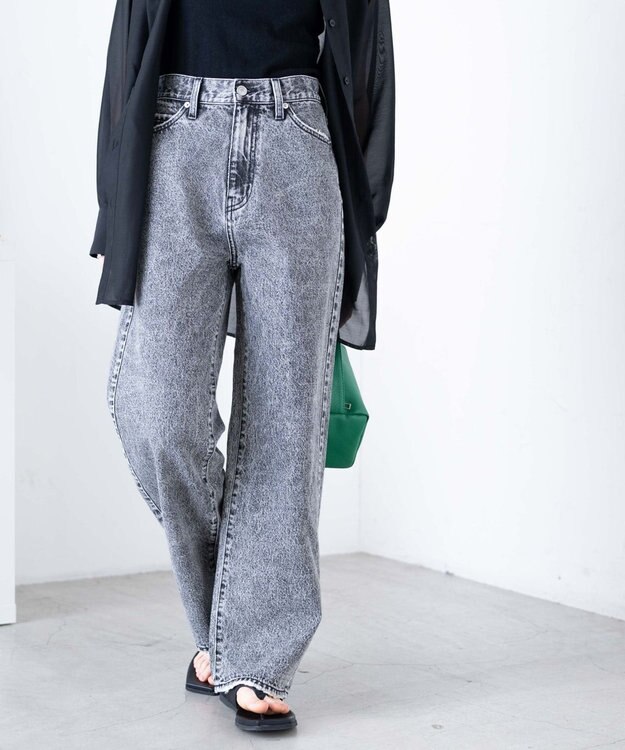 WEGO ウエストフィットワイドストレートデニムパンツ ブラックその他