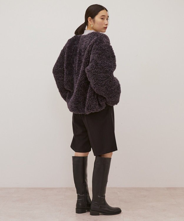 AMERICAN HOLIC ノーカラーフェイクファーコート Charcoal Gray