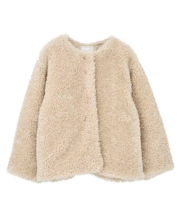 AMERICAN HOLIC ノーカラーフェイクファーコート Beige