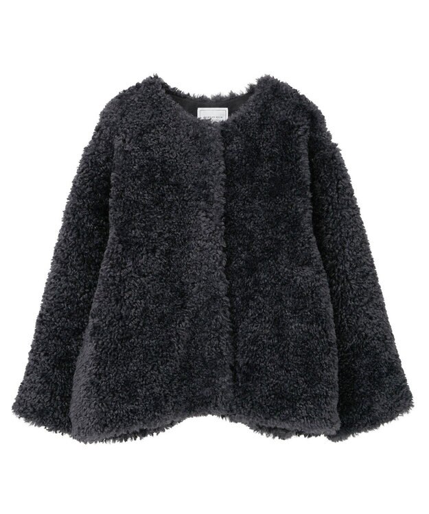 AMERICAN HOLIC ノーカラーフェイクファーコート Charcoal Gray