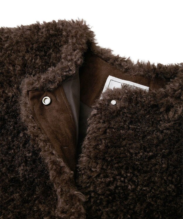 AMERICAN HOLIC ノーカラーフェイクファーコート Brown