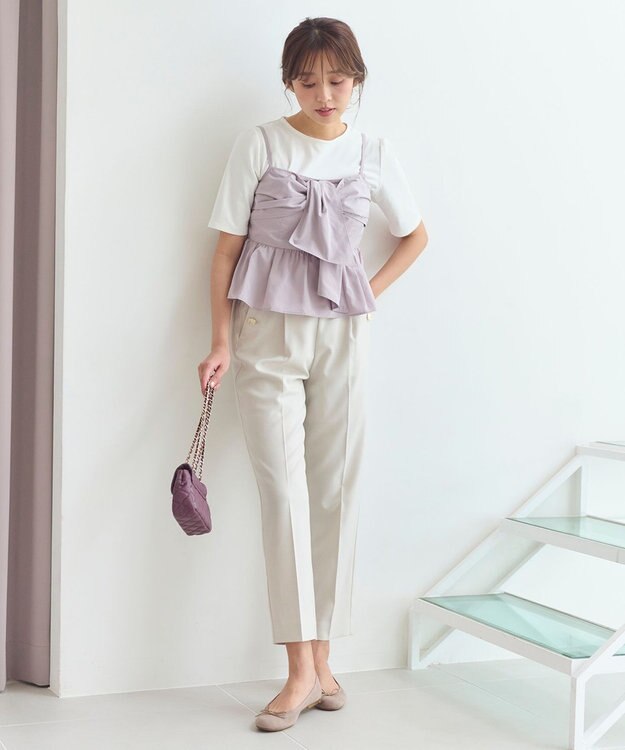 Feroux 【洗える】マリンテーパードパンツ アイボリー系