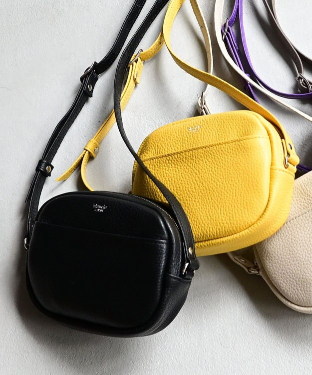 blancle シュリンクレザー ラウンドショルダーバッグ BLACK