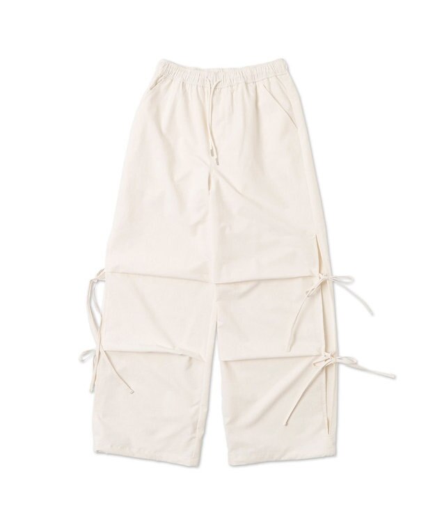 WEGO 【ウエストゴム】サイドリボンパラシュートパンツ オフホワイト