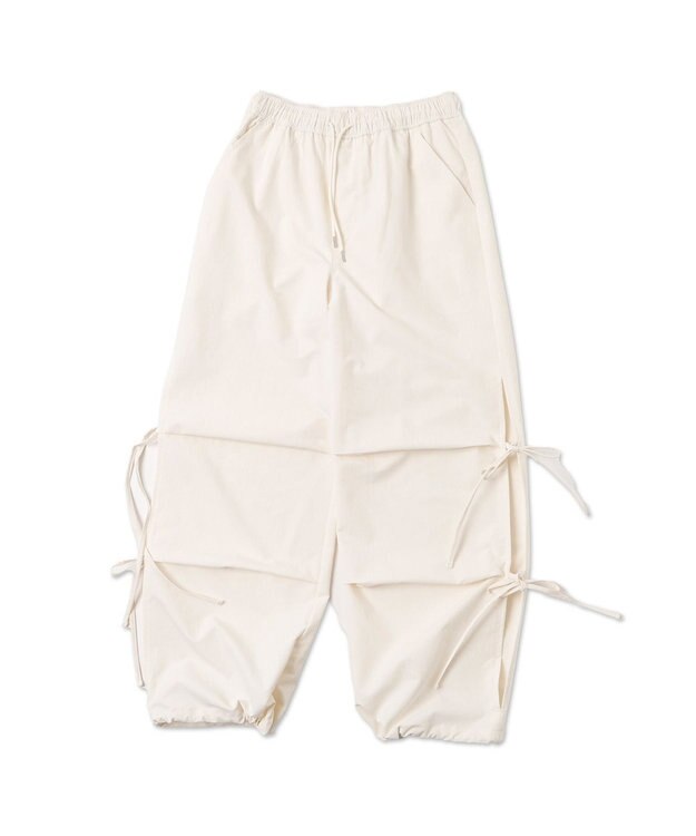 WEGO 【ウエストゴム】サイドリボンパラシュートパンツ オフホワイト