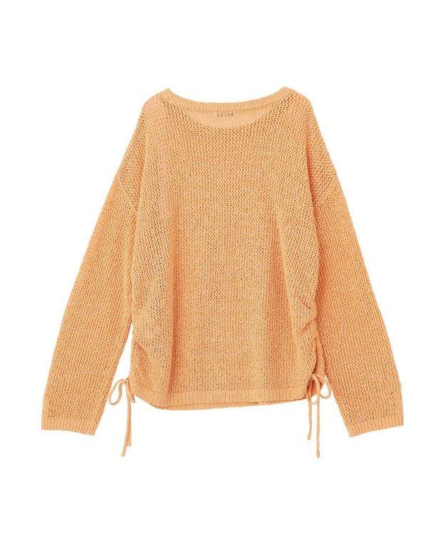 Green Parks サイドシャーリング透かし編みニットプルオーハ Orange