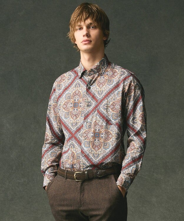 JOSEPH ABBOUD 【英国リバティ社・纏うアート・柄で魅せる】リバティプリント シャツ　25AW ダークブラウン系6