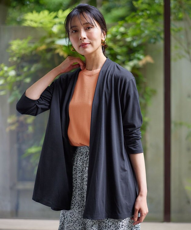 ANY 【接触冷感/UVケア/吸水速乾】長袖シアーカーディガン ブラック