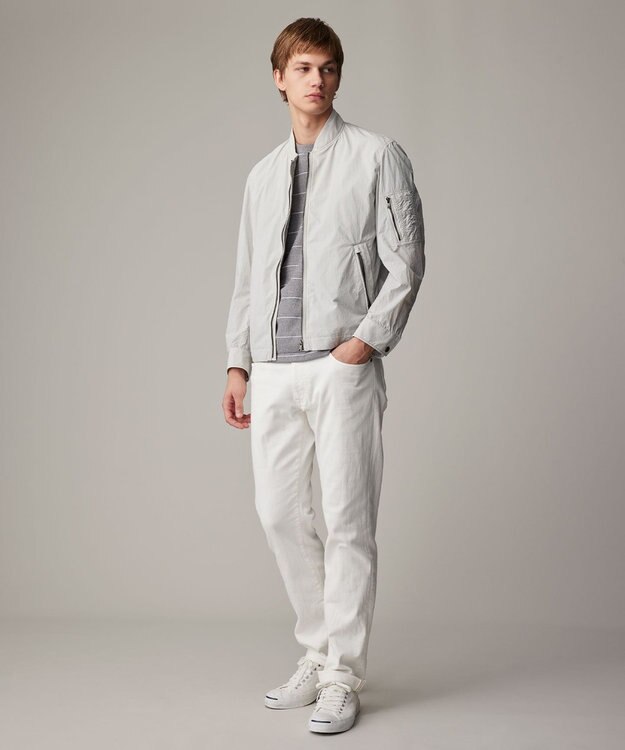 JOSEPH ABBOUD 【軽量/ストレッチ/撥水】ライトワッシャーストレッチ ショートブルゾン ライトグレー系