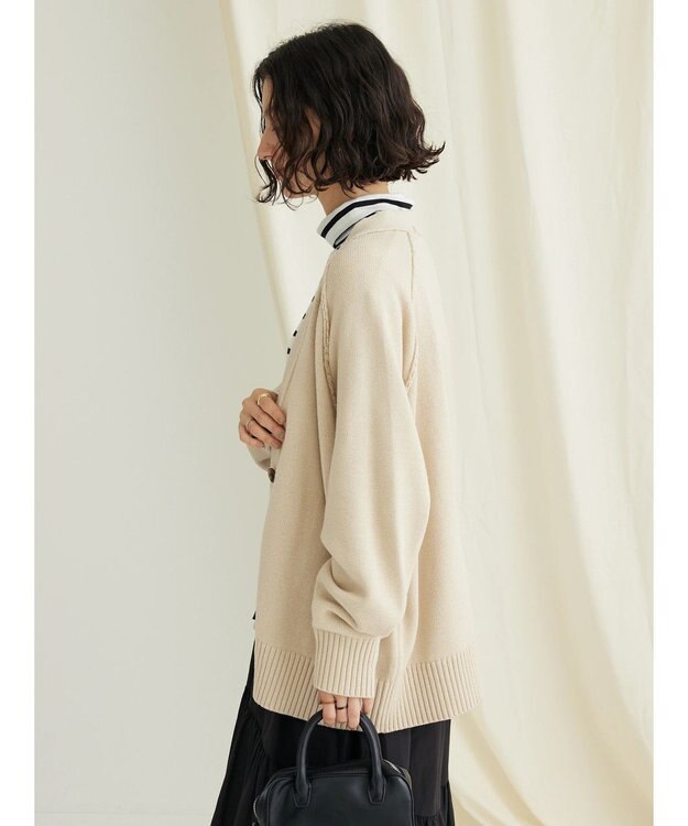 CRAFT STANDARD BOUTIQUE Ｖネックアウトリンキングカーディガン Beige