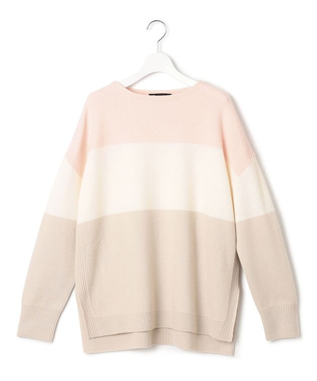 23区 【洗える】ウールカシミヤ カラーブロック ニット ピンク系