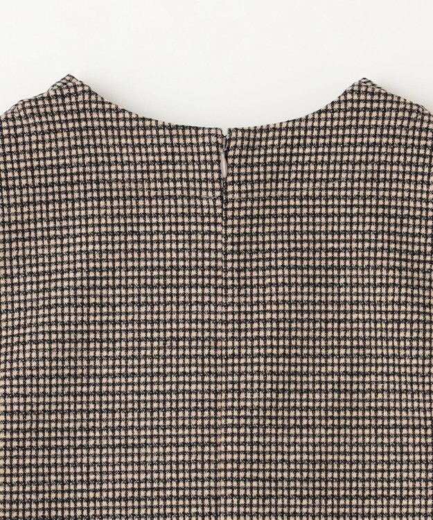 ANY ラメチェックジャガードワンピース ベージュ×ブラック