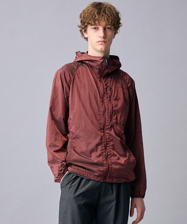 JOSEPH ABBOUD MOUNTAIN 【軽量/ECO撥水/ポケッタブル】ヴィンテージナイロンシャンブレーパーカー レッド系