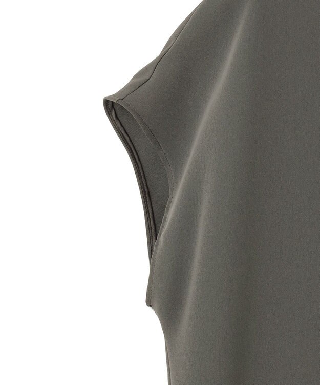 ICB 【接触冷感・UVケア・防シワ・洗える】エステルダブルクロス ラッフルスリーブワンピース グレー系