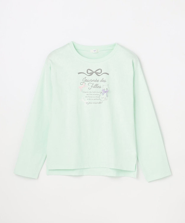 ANY KIDS 【綿100%】ロゴプリント 長袖Tシャツ ミント
