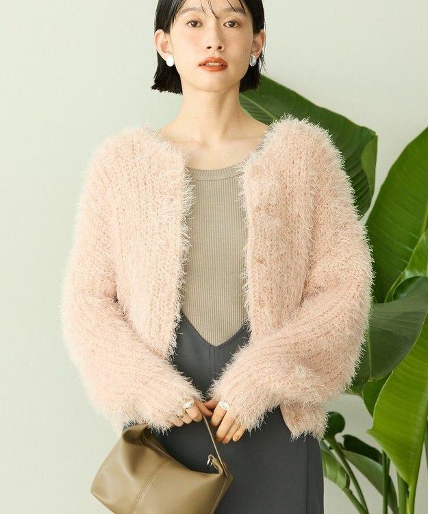 AMERICAN HOLIC シャギーニットクルーネックカーディガン Pink