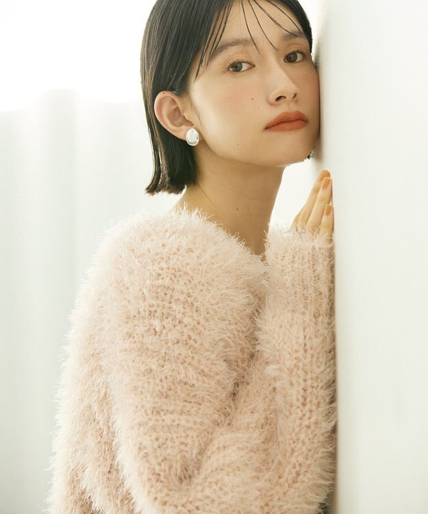 AMERICAN HOLIC シャギーニットクルーネックカーディガン Pink