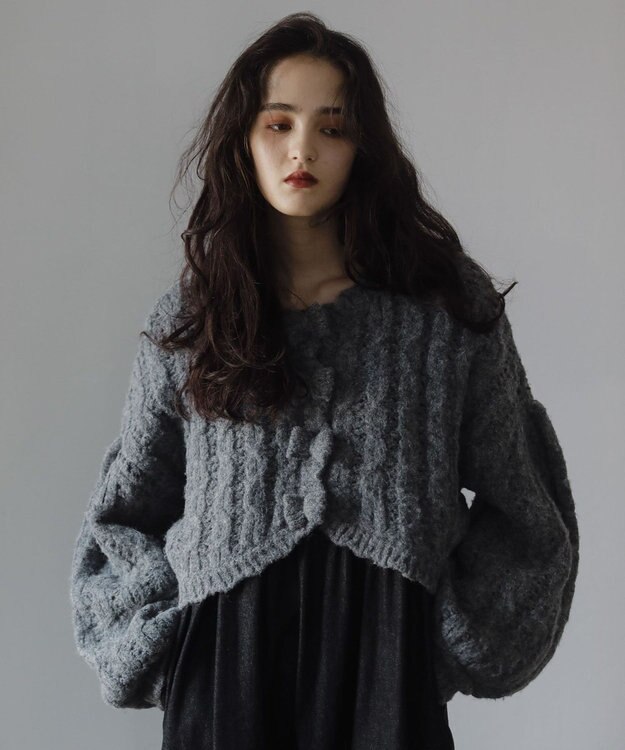 Green Parks ■ＥＳＣＡＲ　リボンボタンクロップドカーディガ