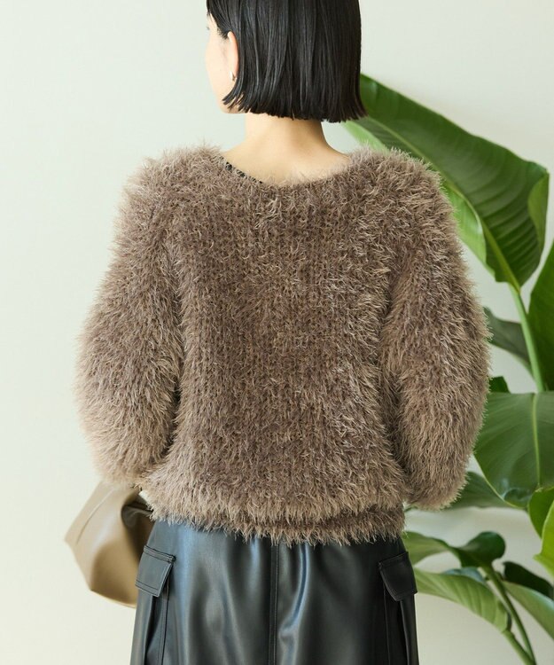 AMERICAN HOLIC シャギーニットクルーネックカーディガン Mocha