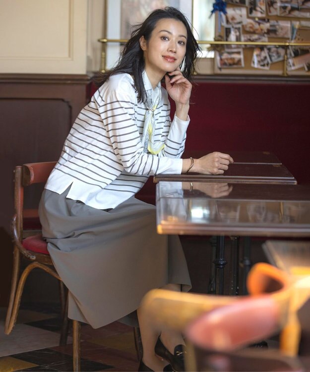 J.PRESS LADIES 【洗える】バスクボーダー カットソー モカ系1