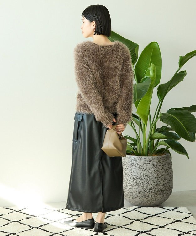 AMERICAN HOLIC シャギーニットクルーネックカーディガン Mocha