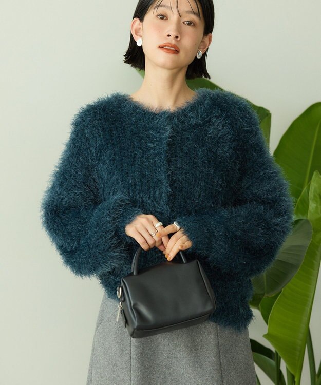 AMERICAN HOLIC シャギーニットクルーネックカーディガン Blue Green