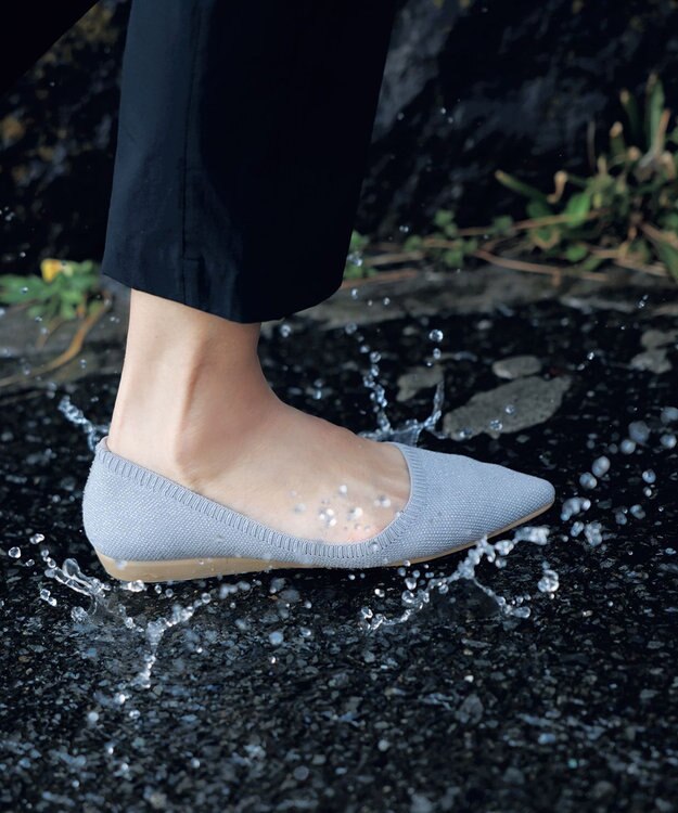 steppi 【洗える/撥水】グリッター ポインテッド パンプス シルバー ラメ