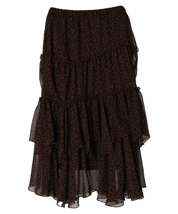 AMERICAN HOLIC 丈違いティアードフリルギャザースカート Brown