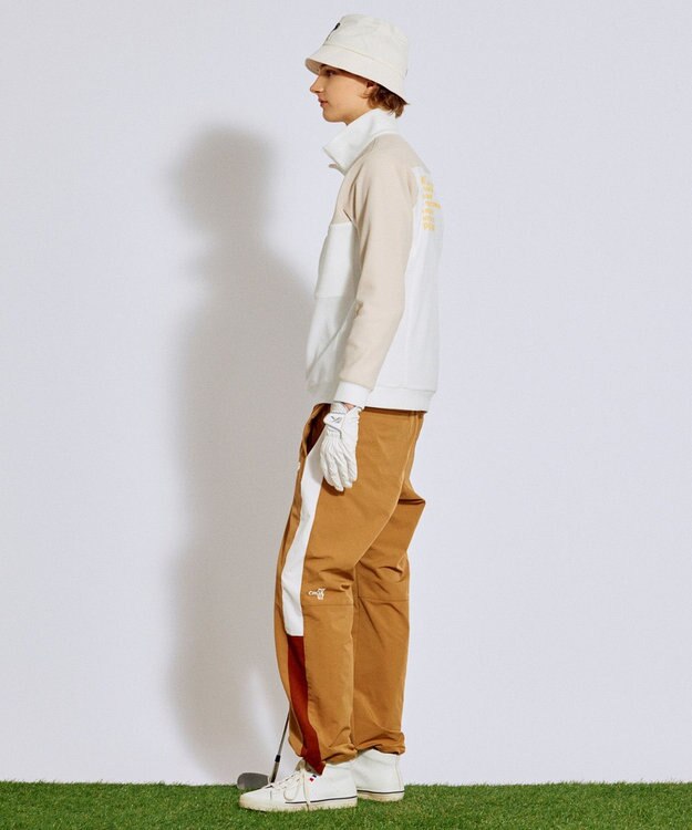 PW CIRCULUS 今が旬トップス！【ドライな肌触り / UV遮蔽率98.9% UVカット / ストレッチ】【MEN】ワッフルハーフジップトップス  ゴルフ ホワイト系