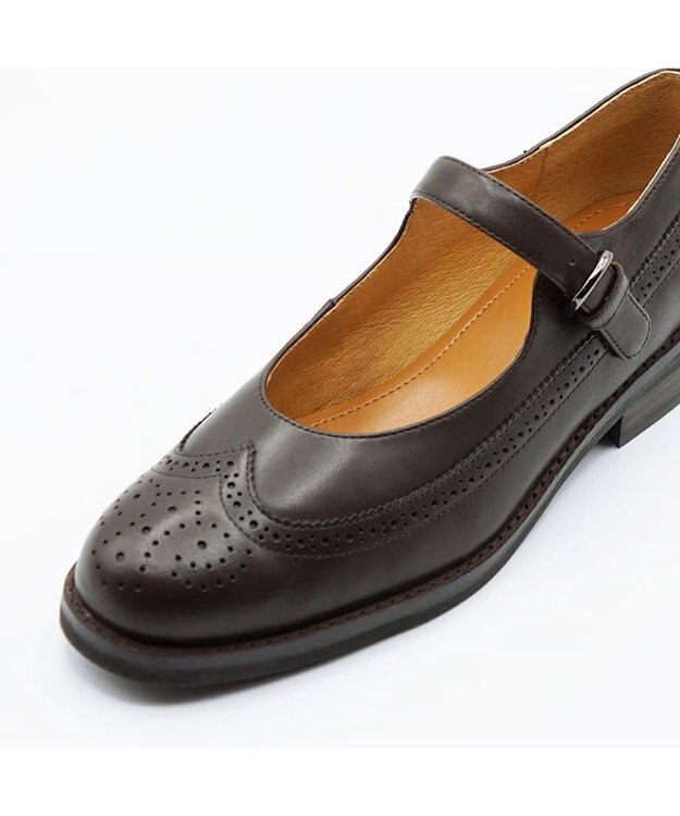 APOM 本革メリージェーンブローグシューズ 30 ダークブラウン