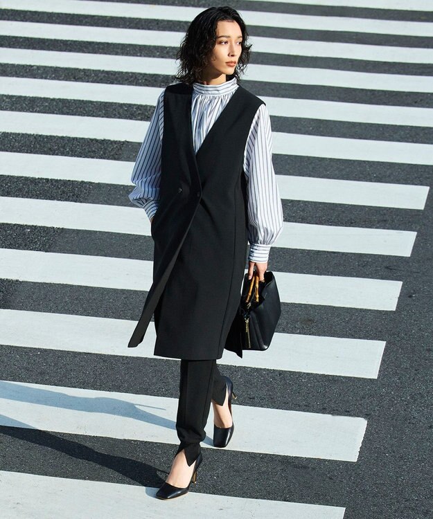 UNFILO 【ストレッチ/洗える】BEAUTY MOVE ダブルボタンジレ ブラック