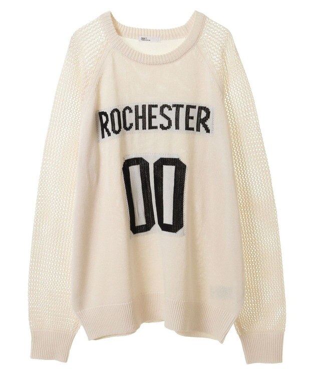 CRAFT STANDARD BOUTIQUE ロゴジャガードメッシュニットプルオーバー Ivory