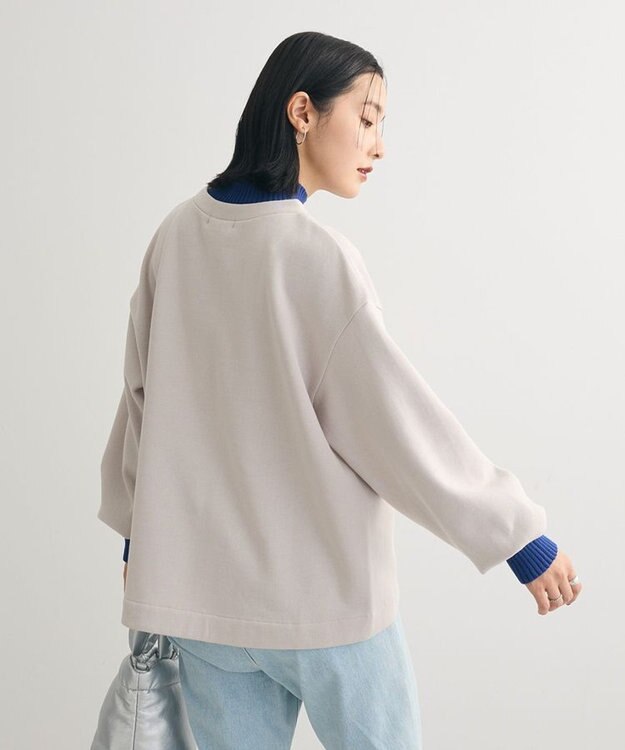 Green Parks 配色リブニットドッキング裏起毛プルオーバ Light Gray