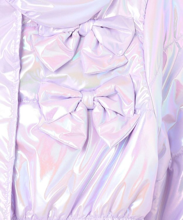 ANY KIDS パール調×フリースボア中綿コート ラベンダーオーロラ