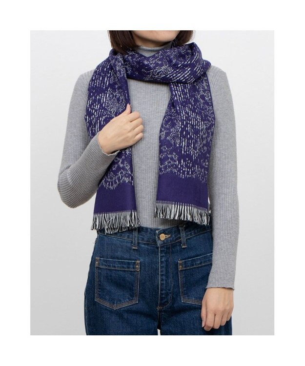UNBILLION カシュネ cache nez / レース柄グレンチェックマフラー パープル