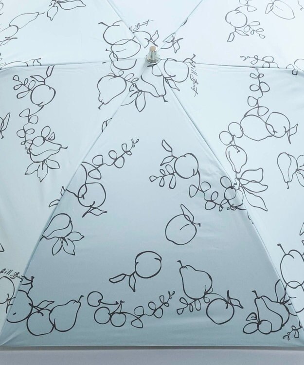 AURORA JILL STUART（ジル スチュアート） マーカーペインティングフルーツプリント晴雨兼用傘（トップフラット・折りたたみ） ペールブルー